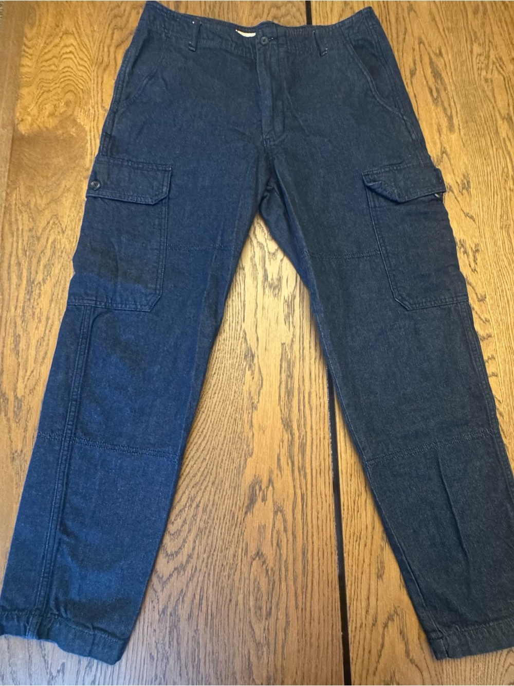 Banana Republic Indigo Denim Cargo Pants Tapered Surplus or Heritage 33X 32